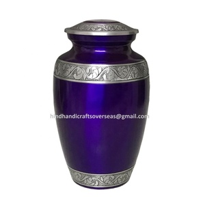 Domtop Urne funéraire en aluminium texturé bleu foncé Style américain Urne funéraire pour cendres humaines Fournisseur bon marché Inde - Product Image 6