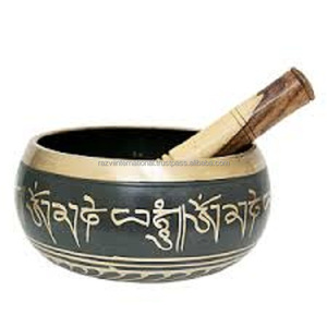 Black <b>Singing</b> <b>Bowls</b> Brass Metal Design Shiny <b>Tibetan</b> Metal <b>Bowls</b> for Meditation - Product Image 1
