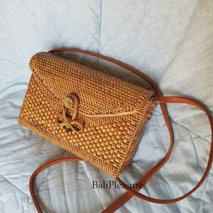 Rattan <b>Bag</b> - Bali <b>Bag</b> - Straw <b>Bag</b> - Handwoven Shoulder <b>Bag</b> - Envelope Straw <b>Bag</b> - <b>Boho</b> Summer <b>Bag</b> - Bohemian Crossbody Purse - C - Product Image 1