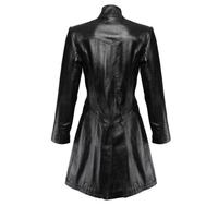 Leder in voller Länge Mantel Knöchel langer Mantel Mode Matrix Trench Made in Pakistan Damen weiche schwarze Baumwolle Füllung lässig