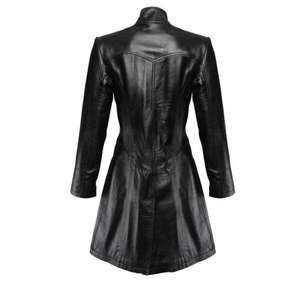 Manteau en cuir sur toute la longueur Manteau long à la cheville Trench Matrix Fashion Made in Pakistan Femmes Doux Noir Coton Remplissage Décontracté - Product Image 2