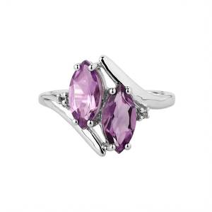 Bague en argent sterling 925 de style marquise classique incrustation d'améthyste naturelle bijoux fins faits à la main pour fiançailles d'anniversaire de mariage - Product Image 1