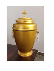 Urne funéraire en métal blanc de fer avec croix d'or - Product Image 5