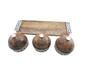 Arabic Style Ramadan Eid Gift Acacia <b>Wood</b> Mother Pearl Inlay <b>Tray</b> Acrylic Jar Customized Size EPCH Certified <b>Serving</b> <b>Tray</b> - Product Image 3