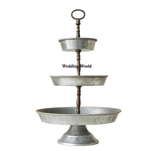 Support de gâteau en métal de forme ronde, support de gâteau décoratif de mariage fait à la main à trois niveaux, vente en gros, support de gâteau de créateur - Product Image 3