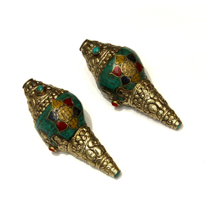 เปลือกหอยเป่าลมขนาดเล็ก ทำด้วยมือ วัสดุออร์แกนิก รูดรา เจมส์ ชังกา เปลือกหอยธรรมชาติ สำหรับทางศาสนา ขัดเงา IN;10122740 อินเดีย - Product Image 1