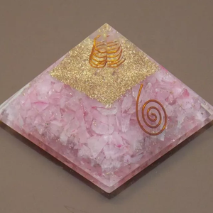 Pirámide de orgonita de cuarzo rosa, venta al por mayor, cristal de curación natural, pirámide de orgonita de energía de orgonita de cuarzo rosa a la venta - Product Image 3