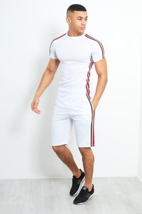 Ensemble d'été à capuche en deux pièces, sur mesure, vêtements décontractés pour hommes, ensemble de jogging en polyester/coton - Product Image 3