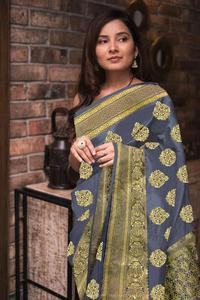 Bollywood Designer Saree Mirror Work Flower Design Soft Silk <b>Viscose</b> Rayon <b>Fabric</b> Digital Print Maroon Color Luxury Sari Blouse - Product Image 4