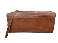Bolsa de Viaje Unisex de Cuero Genuino Marrón Oscuro, Estilo Bohemio, con Cierre de Cremallera y Broche, Personalizable con Logotipo, Diseño Elegante con Patrón de Caramelo
