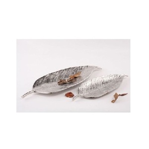 Plateau de service de fruits secs en métal, plateau en métal, plateau de fruits, conception de feuille d'érable, taille personnalisée, Aluminium, finition nickel - Product Image 3