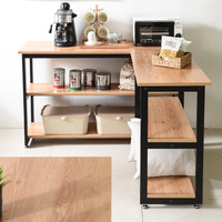 Table console moderne industrielle pour la maison, la cuisine, la salle à manger, avec plateau en bois, base en métal noir, étagère de présentation, finition thermolaquée