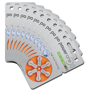 แบตเตอรี่เครื่องช่วยฟัง Power One ขายดี อายุการใช้งานยาวนาน 1.4V 390mWh ขนาด 13 แบตเตอรี่ซิงค์แอร์ ปราศจากสารปรอท แพ็ค 60 ก้อน-ผลิตภัณฑ์สำหรับหูและเครื่องช่วยฟัง - Product Image 3