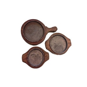 Placa Sizzler de hierro fundido de calidad superior con base de madera, placa Sizzler Pan en forma de triángulo para proveedor mayorista - Product Image 4