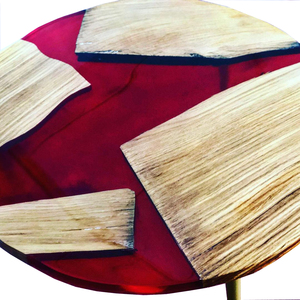 Mesa central de centro de resina epoxi rojo sangre madera maciza borde vivo diseño antiguo moderno - Product Image 2