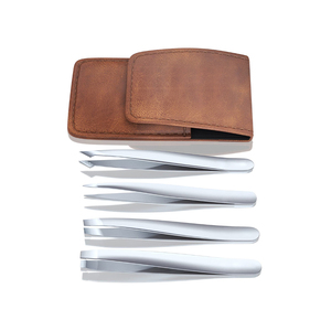 Professional Stainless Steel Tweezers Set (4-Piece) with Pointed Tip Durable Lightweight & Comfortable Handle for Eyebrow Use - Product Image 2