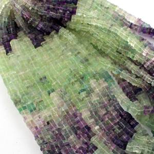Multi Fluorite Lisse Forme Carrée Cristaux de Pierres de Guérison Brin de Perles pour Bijoux Grreen Violet Certifié Tiers - Product Image 4