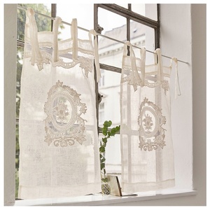 Cortina de ventana de lino bordado Quang Thanh, tela de lino puro de la mejor calidad con bordado decorativo para hotel o Resort en casa - Product Image 1