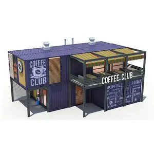 Duplex Flatpack Modulaire Luxe Draagbare 20ft Verzending Container Restaurant 40ft Met Keuken Geprefabriceerde
