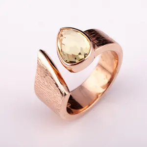 High Fashion Rose Gold Plated Silver 925 with Green Gold Quartz European Design High Quality from Thailand