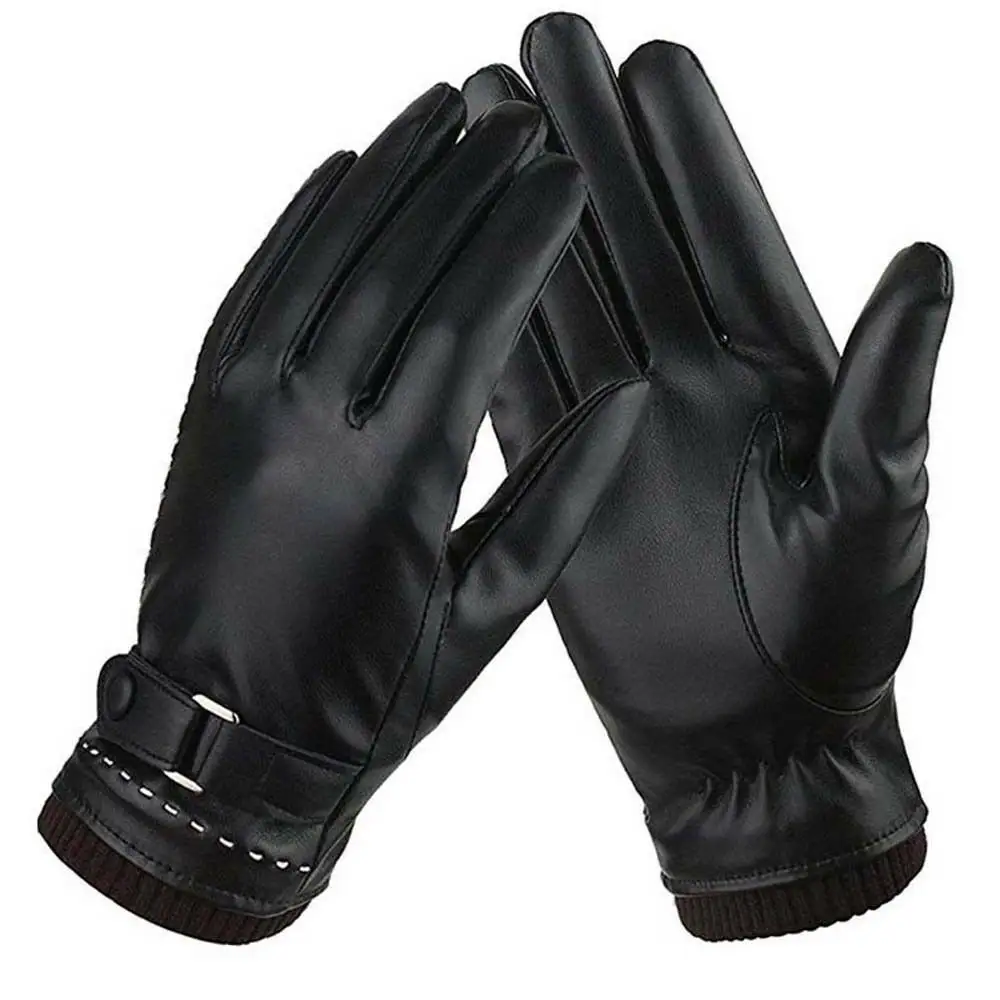 New Fashion Design Leather Gloves for Ladies Women Warm Winter Black Dressing Leather Gloves