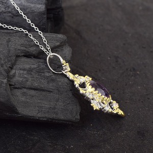 Pendentif en argent Sterling, améthyste ovale, pendentifs plaqués or, zircone cubique, bijoux pour femmes, meilleure vente - Product Image 3