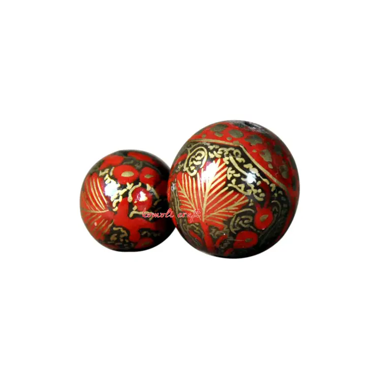 Red abstract custom design handmade beads jewelry wooden bead