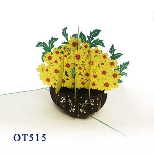 Panier en gros pour les cadeaux de mariage et d'anniversaire et artisanat faits à la main fleur de marguerite 3D Pop Up carte papier artisanat du Vietnam - Product Image 1