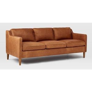 Wood Living Room Furniture Industrial Vintage Genuine Leather <b>Foam</b> Square Sectional Reclining 3 Seater <b>Sofa</b> - Product Image 1