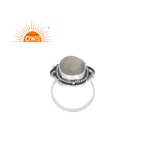 Anillo de declaración de piedras preciosas de piedra de luna de arcoíris Natural de Plata de Ley 925, joyería para mujer, regalo para ella - Product Image 1