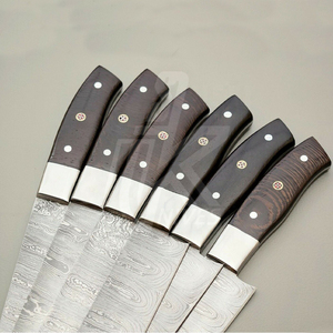 Full Tang Craftsman Handmade Forged Damascus Japanese Chef <b>Knife</b> Cleaver <b>Knife</b> <b>Kitchen</b> <b>Knife</b> Set With Walnut Wood Block Holder - Product Image 2