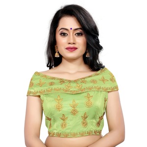 Tops et chemisiers en soie géométriques pour femmes indiennes, prêt-à-porter, avec broderie en dentelle et travail de pierres, pour les fêtes et les mariages, dernières tendances - Product Image 5