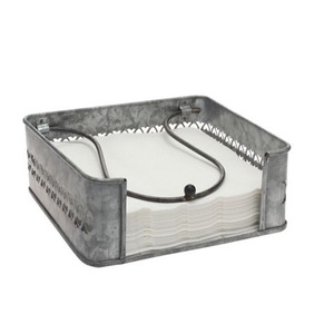 Porte-serviettes galvanisé au design classique avec poignée en bois, forme carrée, taille personnalisée, porte-mouchoirs à vendre - Product Image 2