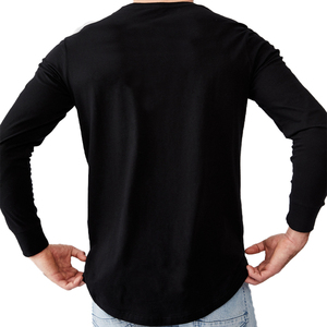 OEM 2026 Nouveaux T-shirts pour hommes en gros, T-shirt uni à manches longues pour hommes, col rond, 100% coton, T-shirt uni pour hommes, noir Teelack T - Product Image 2
