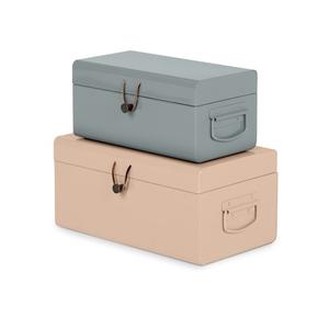 Caja de maletero de hierro con recubrimiento de polvo blanco, contenedor de almacenamiento hecho a mano de primera calidad, conjunto de dos tamaños personalizados - Product Image 3