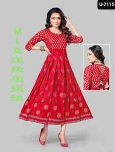 Rayon Kurtis avec feuille lourde imprimé Readymade Kurtis avec bas prix pour dames décontracté Wera indien vêtements ethniques fantaisie Rayon Kurti - Product Image 4