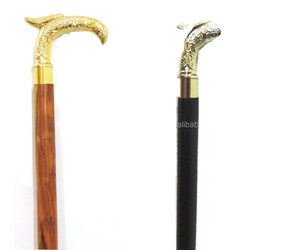 Bastón de latón HERMOSO JUEGO DE 2 BASTONES DE LATÓN/CAÑA DE DISEÑADOR BASTIDOR ANTIGUO - Product Image 1