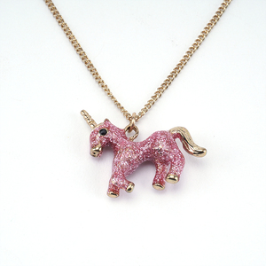 Vendita calda carino cavallo e adorabile unicorno ciondolo moda 14K placcato oro collana a maglie regalo per ragazze e bambini - Product Image 1