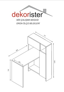 Bureau d'étude en bois Mia Chipboard de luxe exclusif Bureau d'ordinateur en noyer blanc avec armoire de Turkiye Best-seller - Product Image 4