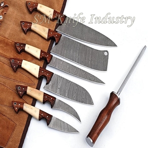 Juego de cuchillos de cocina de acero damasco Original, hechos a mano, con cuchilla para picar, 6 piezas, Smk2022 - Product Image 4