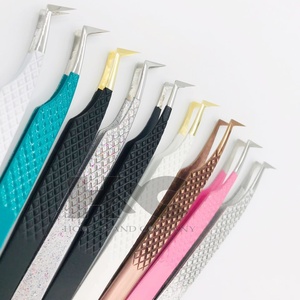 Pince à épiler personnalisée volume russe pince à épiler extension de cils couleur durable en acier inoxydable Logo accepté vison Logo outils de maquillage - Product Image 4