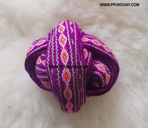 Chumpi Ceinture Ruban Inca Andin Ethnique Ppunchay du Pérou Tissé à la Main 0.59 \ "(1.5 Cms.) Style de face unique Belles couleurs en laine - Product Image 1