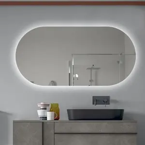 현대 호화스러운 Defogger 목욕탕 거울 시간 전시를 가진 큰 타원형 모양 Backlit 벽 거울