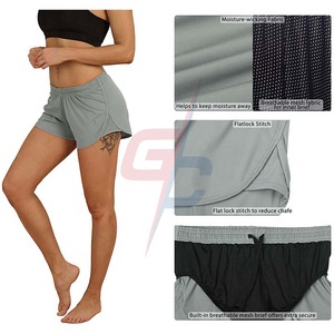 Pantalones cortos de entrenamiento Breve incorporado-Pantalones cortos de yoga para correr atléticos para ejercicio de gimnasio para mujeres/pantalones cortos de sudor lisos - Product Image 5