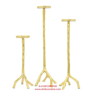 Porte-bougie en aluminium doré, pour la maison, Table de qualité supérieure, porte-bougie en aluminium pour mariage - Product Image 1