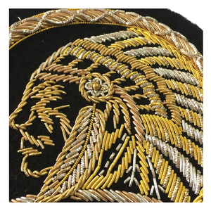 Wholesale Custom Bullion Wire Badge Hand made large design logo embroidery patches - Product Image 3
