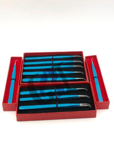 Revestimiento en polvo de sirena de alta calidad, pinzas de extensión de pestañas rectas de 45 grados, instrumentos de belleza con logotipo personalizado de acero inoxidable - Product Image 4