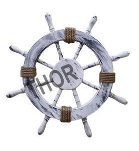 Roue de bateau en bois poli blanc de 24 pouces, décoration artistique et tenture murale, décoration de maison - Product Image 3