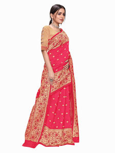 Banarasi Soie Jacquard Saree avec Chemisier Femmes Porter Dames Fête Festival Usage Quotidien Doux Coton Soie Sari En Gros Bas Prix Alphanumero - Product Image 5