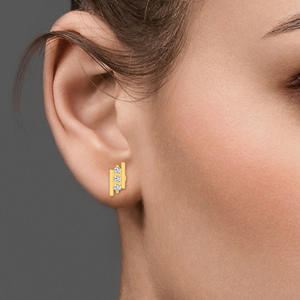 Pendientes de oro amarillo de 18k con diamantes, joyería fina de diseño de oro rosa y blanco - Product Image 3